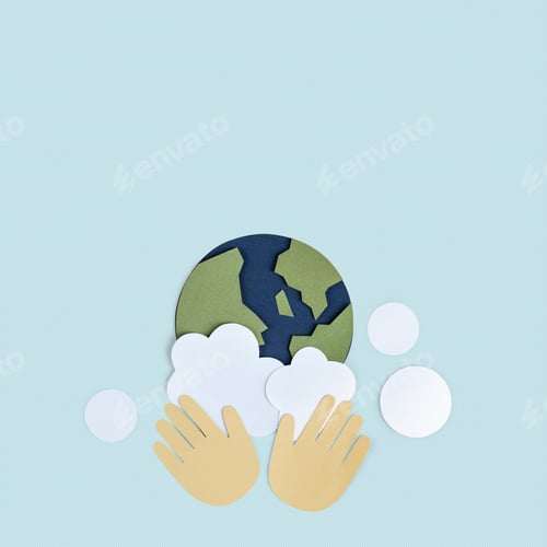 Preview: Hands washing the planet earth paper craft background