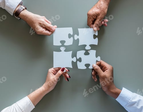 Preview: Business teamwork cooperation jigsaw isolated