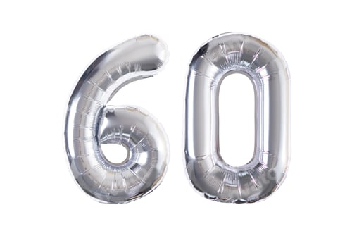 Preview: inflatable ball figured silver number on a white background