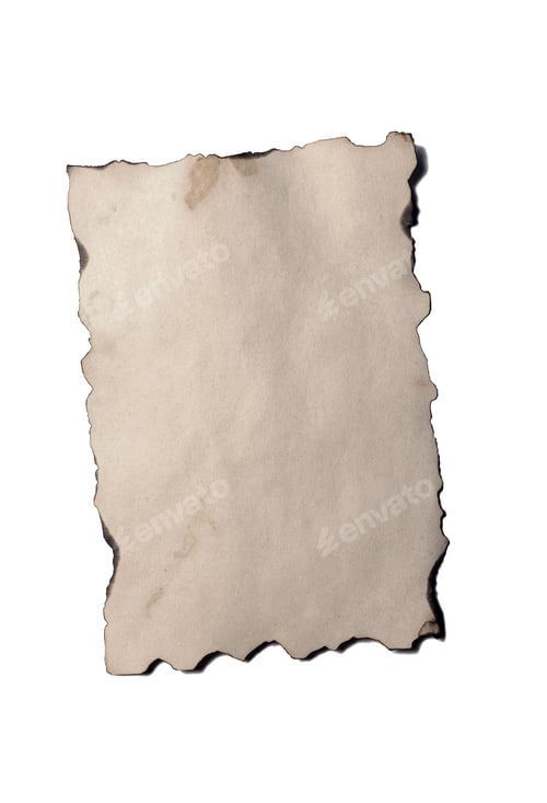Preview: Old blank piece of antique vintage crumbling paper manuscript or parchment vertically oriented