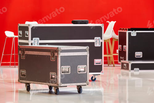 Preview: Rugged transportation cases for audio video lighting equipment. Studio set