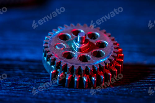 Preview: Gears. Machine part. Neon color.