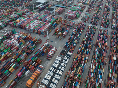 Preview: Aerial view of Yantian port in shenzhen city, China