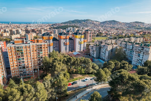 Preview: Aerial view of Canyelles neighbourhood in the Nou Barris district of the city of Barcelona