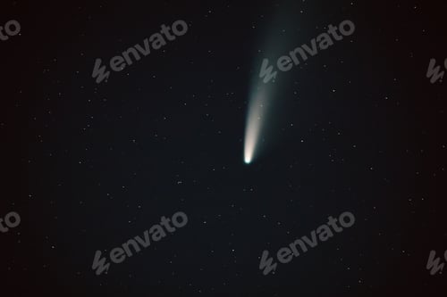Preview: Comet Neowise C 2020 F3 Shines Bright In The Dark Night Starry Sky Comet At A Distance Of 104