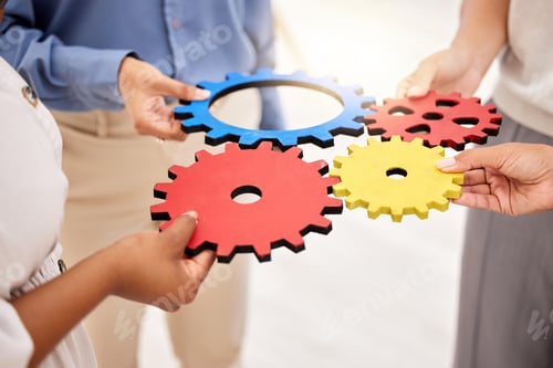 Preview: Teamwork, partnership and innovation by business people in collaboration, unity and support for a p