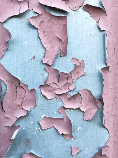 Preview: Aged pink weathered metal background with cracked paint