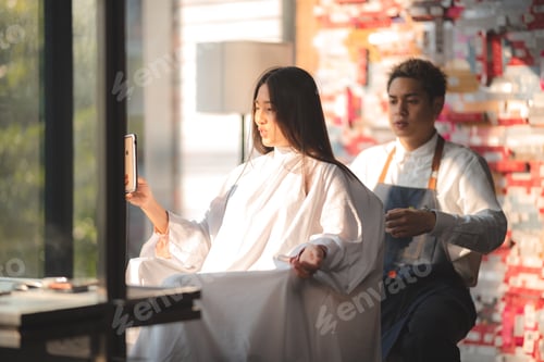 Preview: Hairdresser giving treatment barber occupation service, Professional hairstylist in beauty salon
