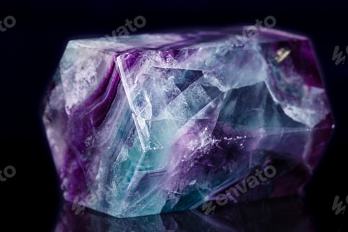 Preview: Macro mineral stone Fluorite crystal on a black background