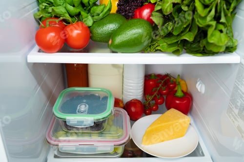 Preview: Open fridge full of fruits, vegetables and drinks