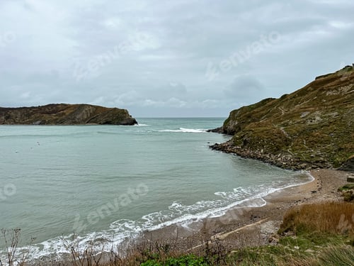 Preview: Lulworth Cove and beach view at winter day.