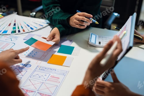 Preview: ui designer brainstorming about mobile app interface wireframe design
