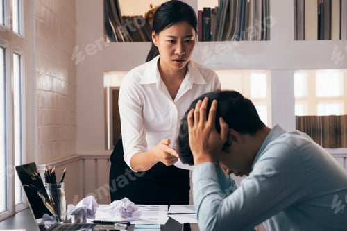 Preview: Disappointed or angry boss yelling at employee