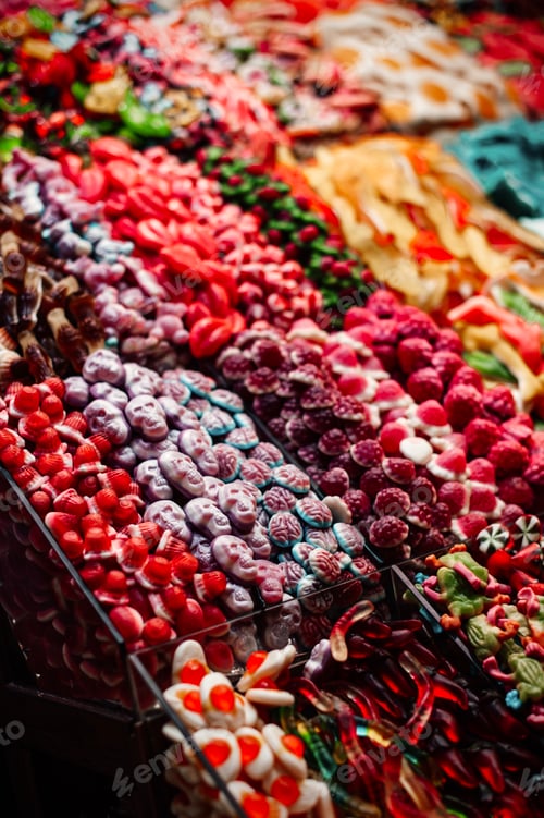 Preview: many different delicious chocolate cute autumn halloween candy on the retail market