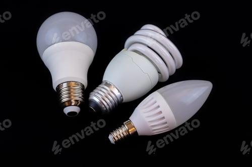 Preview: Energy saving led lamps isolated on a black background