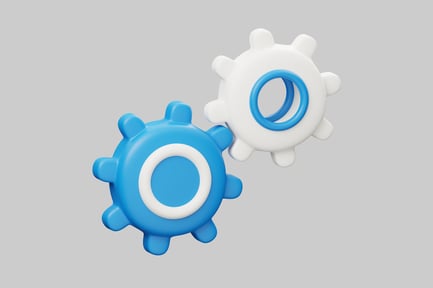 Vista previa: Engranajes de conexión azul y blanco