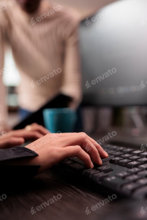 Preview: Team of programmers typing machine learning html code
