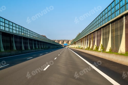 Preview: Speed road freeway in Germany with high walls on the sides