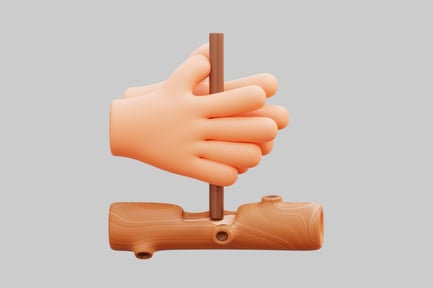 Preview: Cartoon hand with wood log