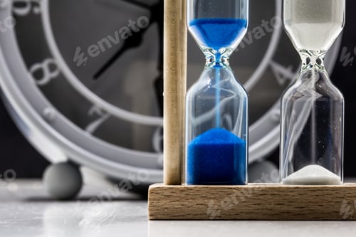 Preview: table clock with sand closeup