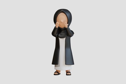 Preview: Muslim Woman 3D Character Shocked Face Cover