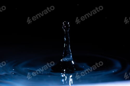 Preview: abstract background of blue water splash falling drop on liquid wave