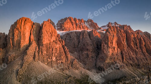 Preview: Passo Garden and Val de Setus peak at sunset, Dolomites