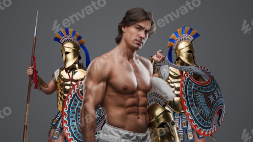 Preview: Muscular warrior with naked torso from ancient greece
