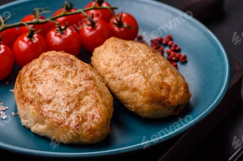 Preview: Delicious fresh fried minced cutlets with spices and herbs