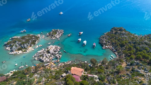 Preview: Historic ancient sarcophagi. Simena Castle, Kaleköy (Ucagiz), Kekova - Turkey