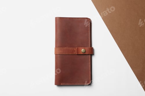 Preview: Stylish wallet on color background, top view