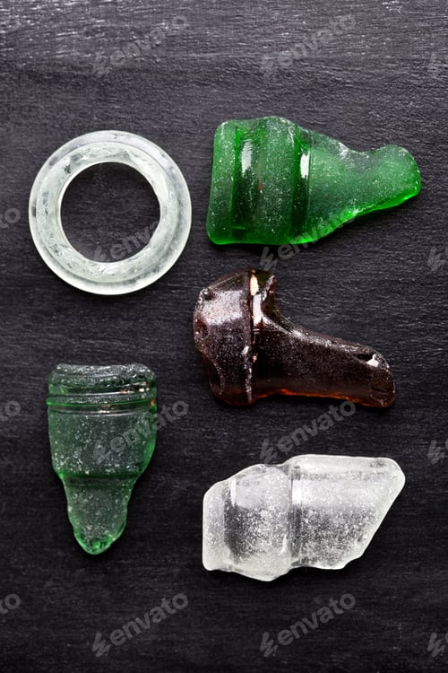 Preview: collection of old sea glass bottlenecks