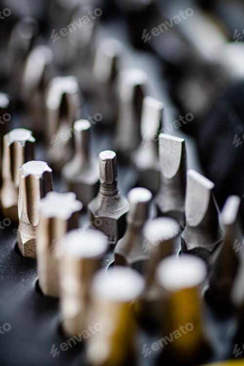 Preview: Set of construction bits. Macro background.