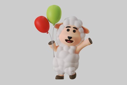 Visualização: Carneiros de desenhos animados com balões