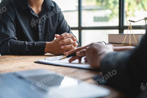 Preview: A young Asian lawyer or legal advisor clarifies information about business deals. The signing of inv