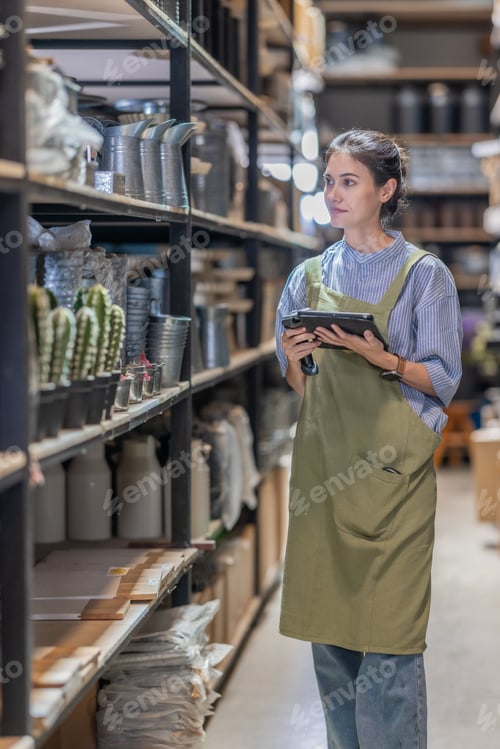 Preview: A Female Entrepreneur in a Family Run Ceramic Business Checking Stock