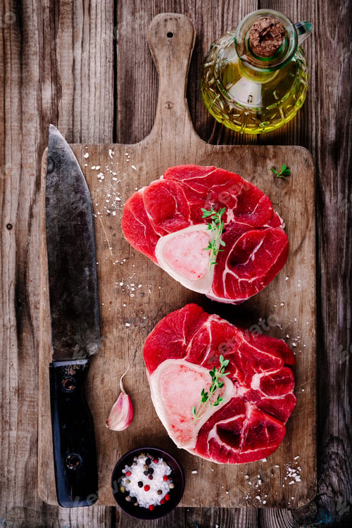 Preview: two raw fresh beef veal shank meat for ossobuco