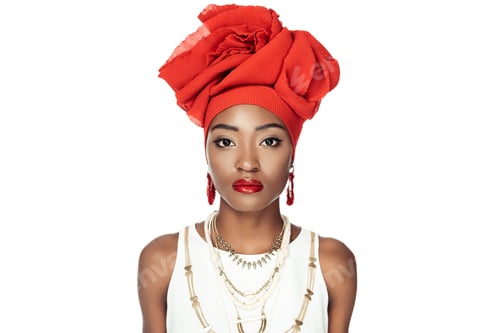 Preview: african american woman in stylish clothing isolated on white
