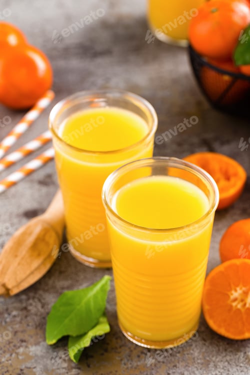 Preview: Mandarin orange juice. Refreshing summer drink. Fruit refreshment beverage