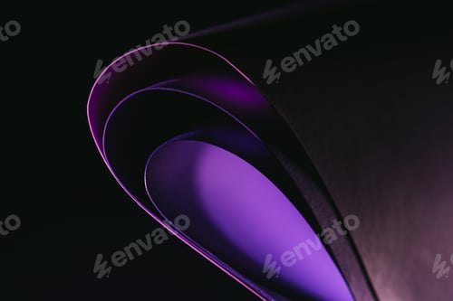Preview: arcs of warping purple paper on black