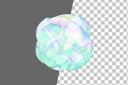 Aperçu: Icône 3D en forme de ballon abstrait en chrome