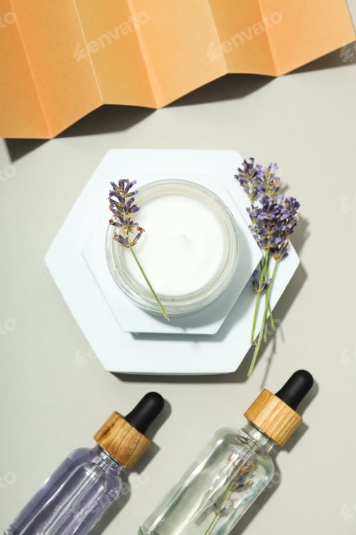 Preview: Concept of skin and face care, lavender cosmetic