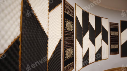 Preview: Large room filled with black and white decorative wallpapers