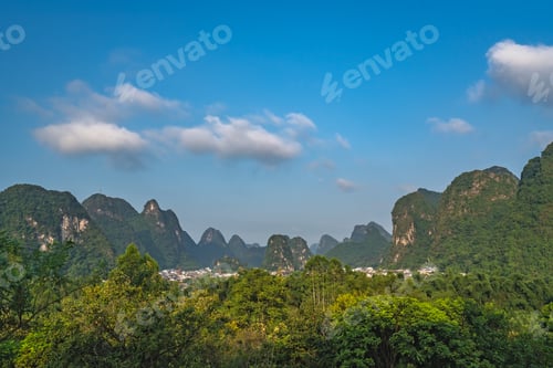 Preview: Green lush karst Yangshuo landscape in China