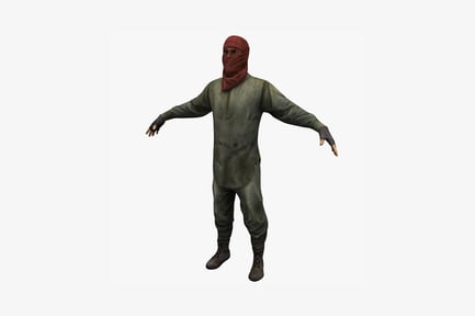Preview: Figure red-balaclavaed man in attack stance