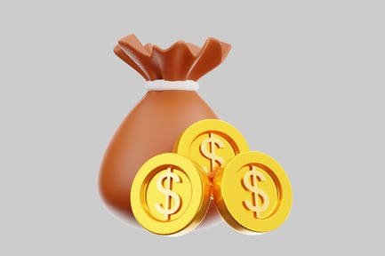 Preview: Cartoon money bag and gold coins