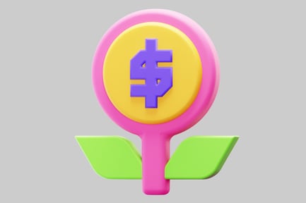 Preview: Close-up of a Flower in Pink and Yellow Tones with a Dollar Sign