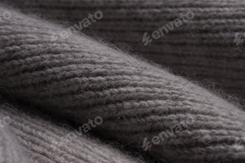 Preview: Gray woolen knitted scarf. View texture.
