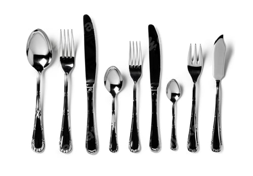 Preview: Set of silverware isolated on white background