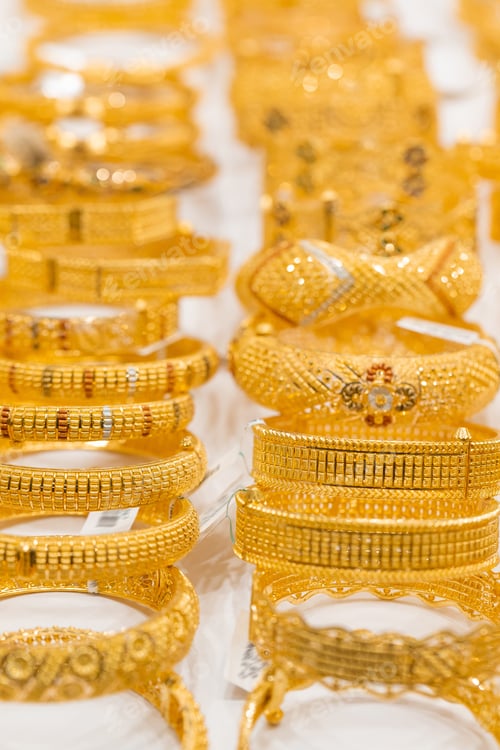 Preview: Golden jewelry at golden market in Deira, Dubai